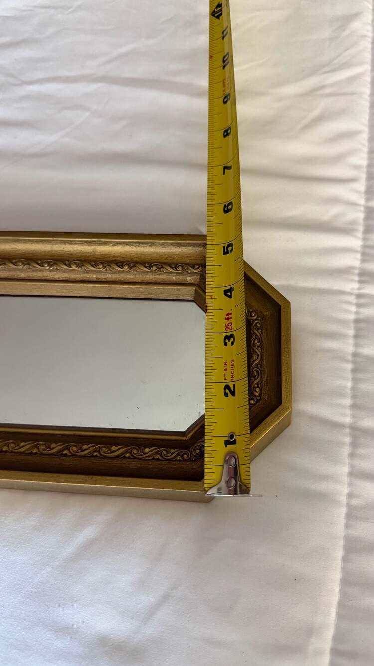 Vintage Gold Ornate Elongated Octagon Narrow Wall Mirror - Picture 2 of 5